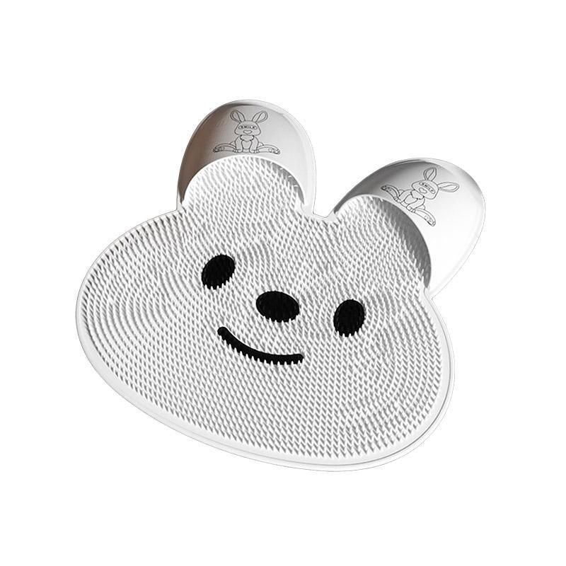 Silicone Foot Scrubber Rabbit Tub Mat Suction Cup Exfoliating Brush Cleaning Mat - White